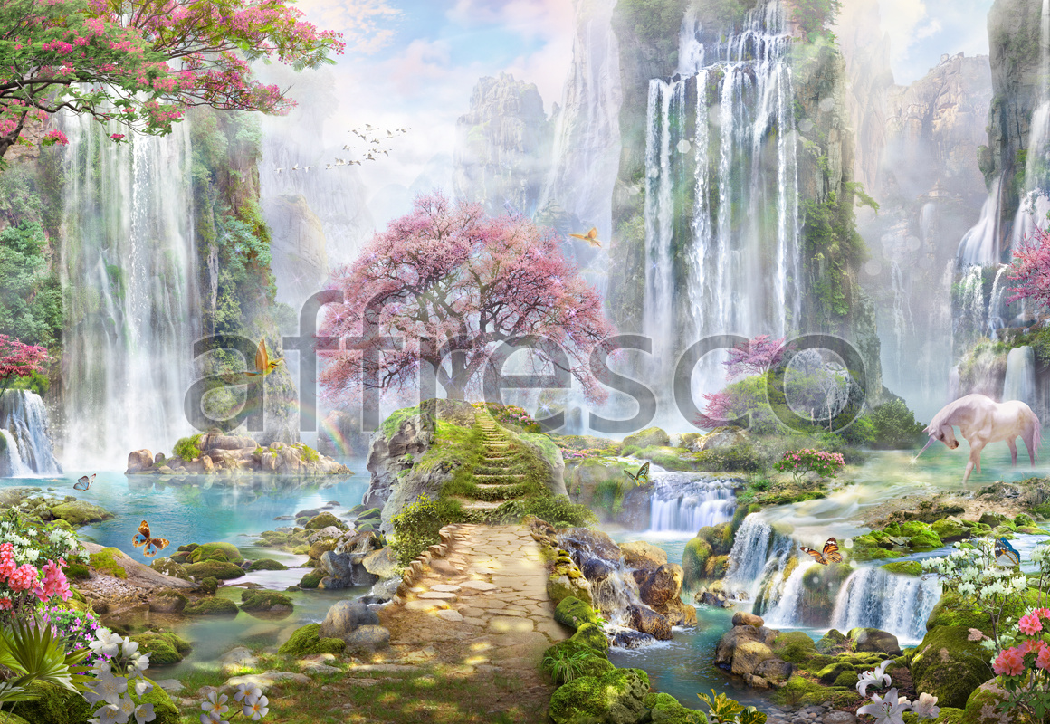 6548 | The best landscapes | Fantastic waterfalls with unicorn | Affresco Factory