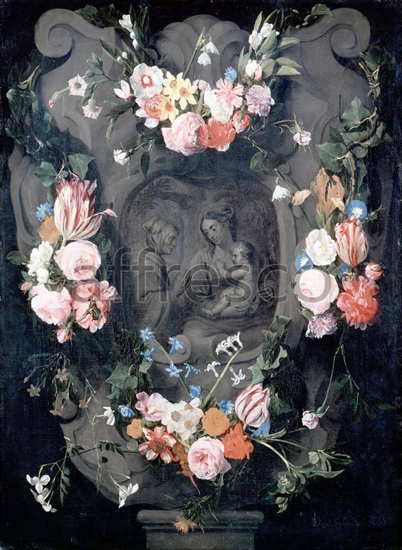 Still life | Seghers Daniel Cartouche with the Virgin and Child and Saint Anne | Affresco Factory