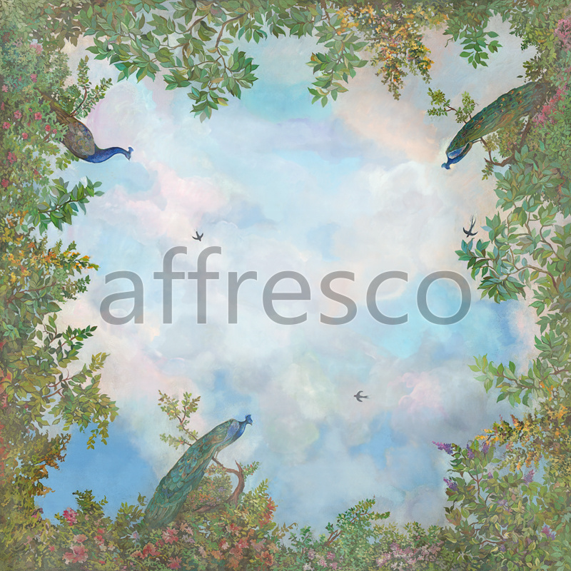 9110 |  Ceilings  | Sky with peacocks | Affresco Factory