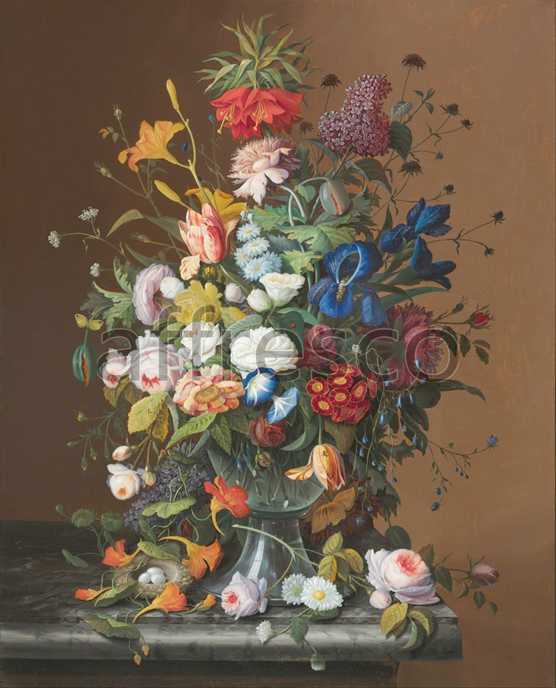 Still life | Severin Roesen Flower Still Life with Birds Nest | Affresco Factory