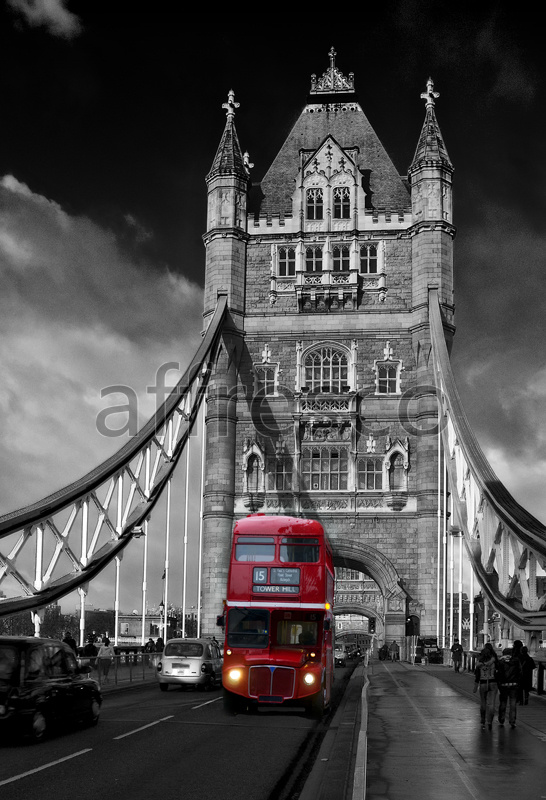 ID10966 | Pictures of Cities  | London bus on bridge | Affresco Factory