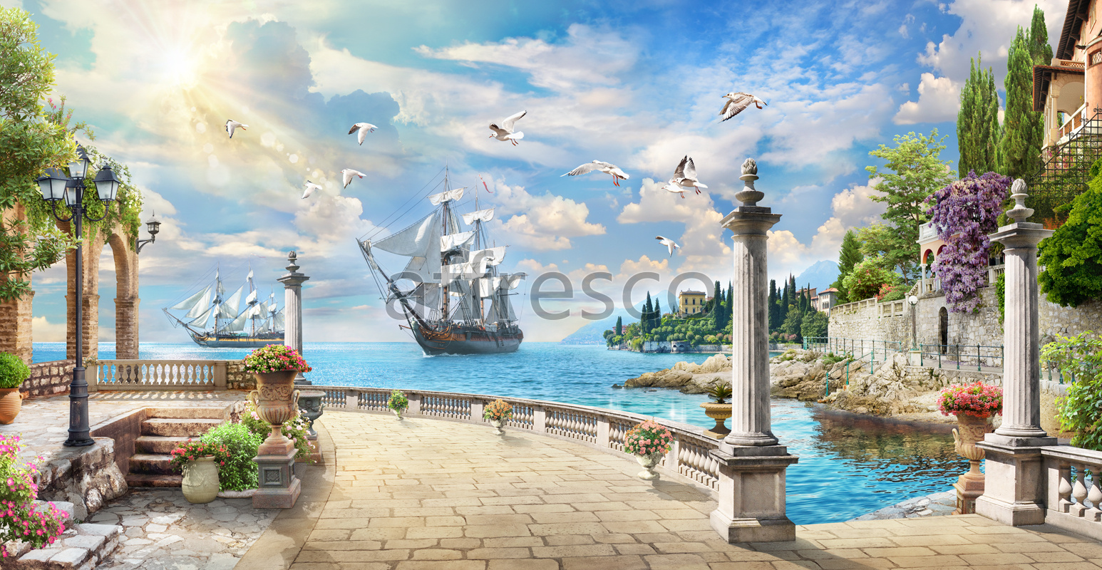 6446 | The best landscapes | Pavement of the azure sea | Affresco Factory