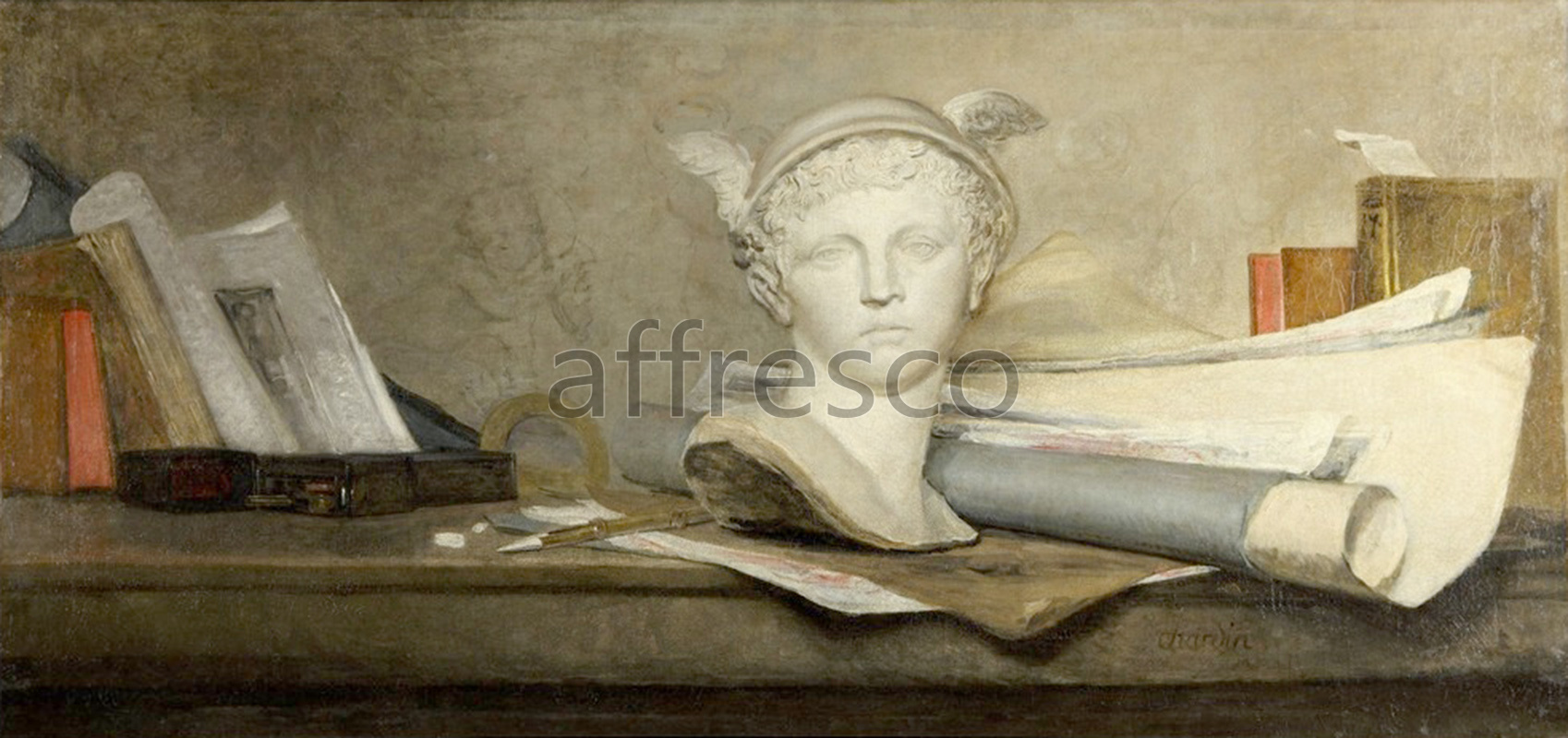 Still life | Jean Baptiste Simeon Chardin Still life with attributes of the arts | Affresco Factory