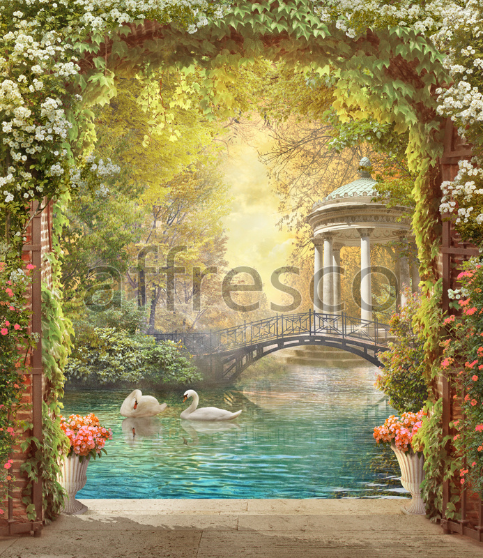 6334 | The best landscapes | Arbour near a pond | Affresco Factory