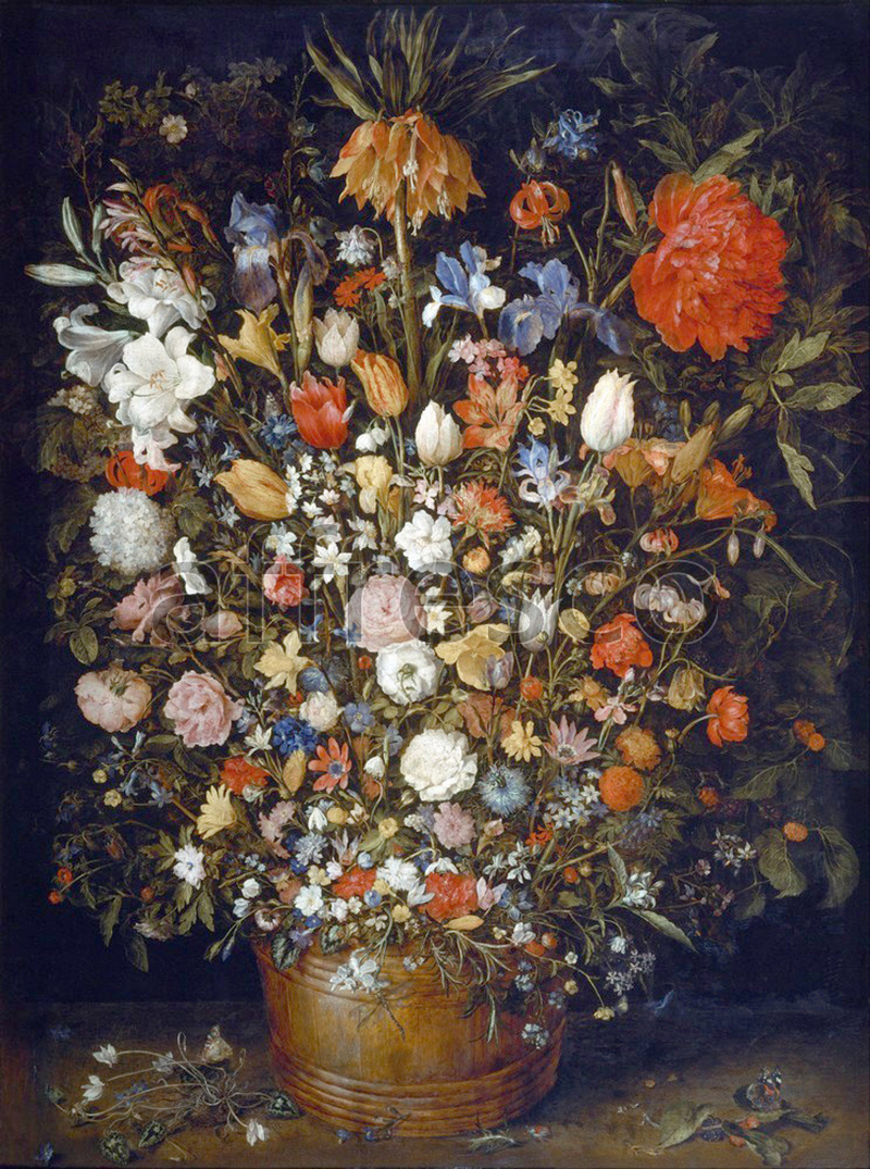 Still life | Jan Brueghel the Elder Flowers in a Wooden Vessel | Affresco Factory