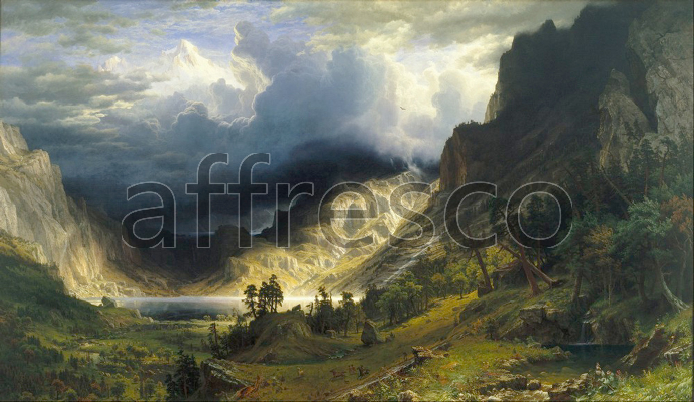 Classic landscapes | Albert Bierstadt A Storm in the Rocky Mountains Mt. Rosalie | Affresco Factory