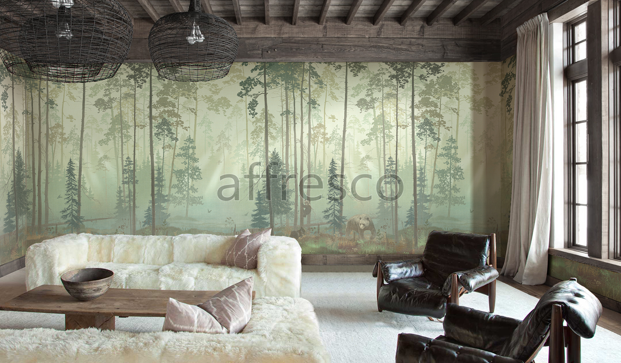 Handmade wallpaper, Bears in the Forest