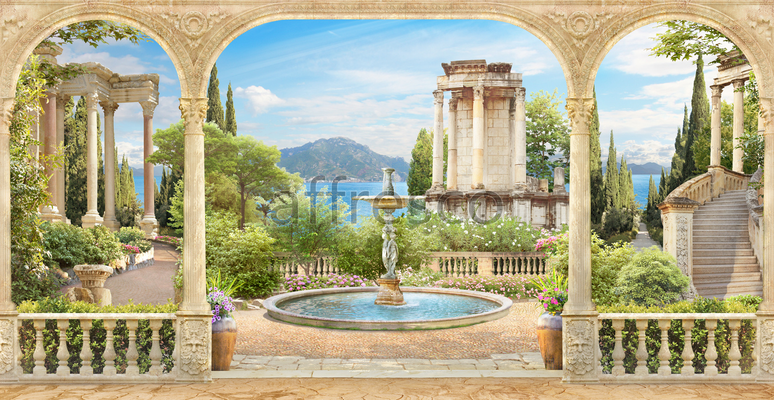 6285 | The best landscapes | Arbour near a fountain | Affresco Factory