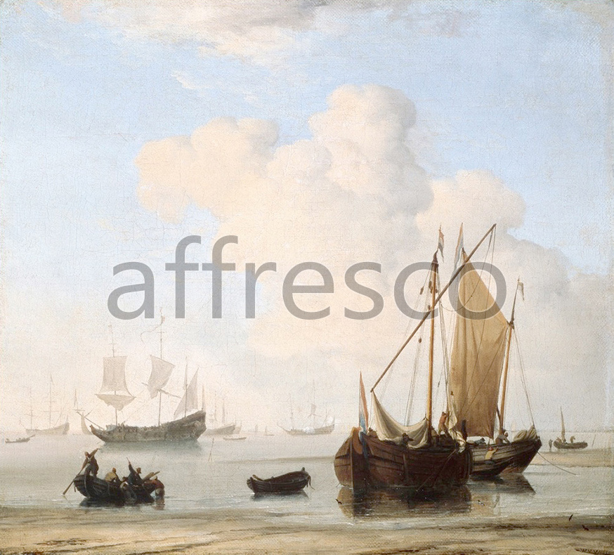 Marine art | Van de Velde Willem the younger A Calm | Affresco Factory