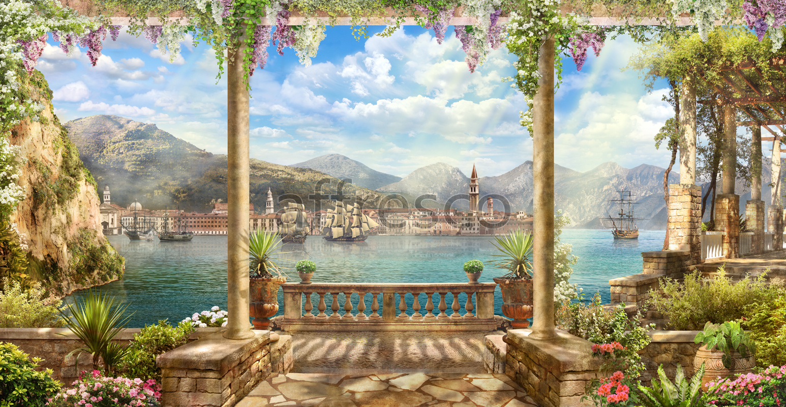 6398 | The best landscapes | Sailboat in the sea | Affresco Factory