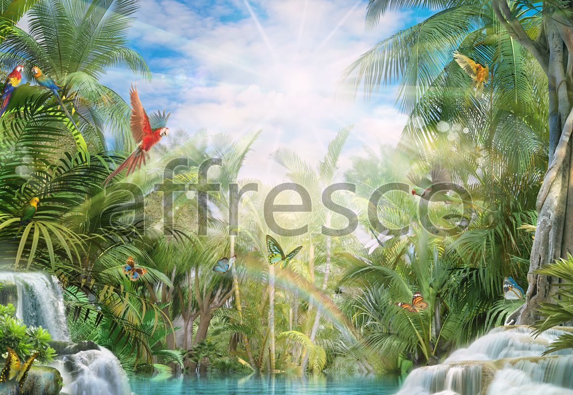6515 | The best landscapes | Parrots on palms | Affresco Factory