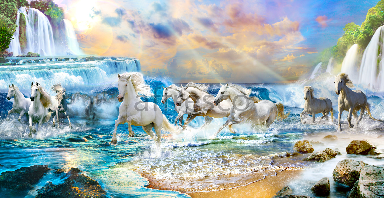 6343 | The best landscapes | Running horses | Affresco Factory