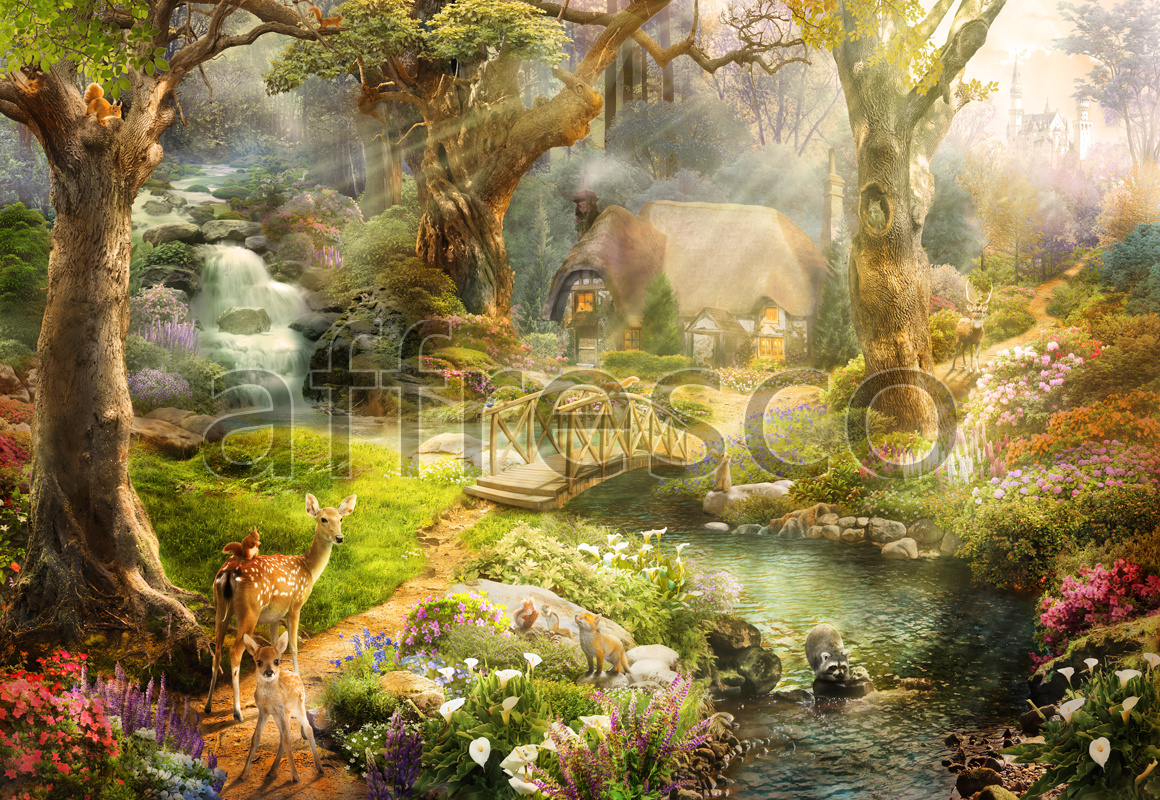 9721 | The best landscapes | fawn in fairytale forest | Affresco Factory