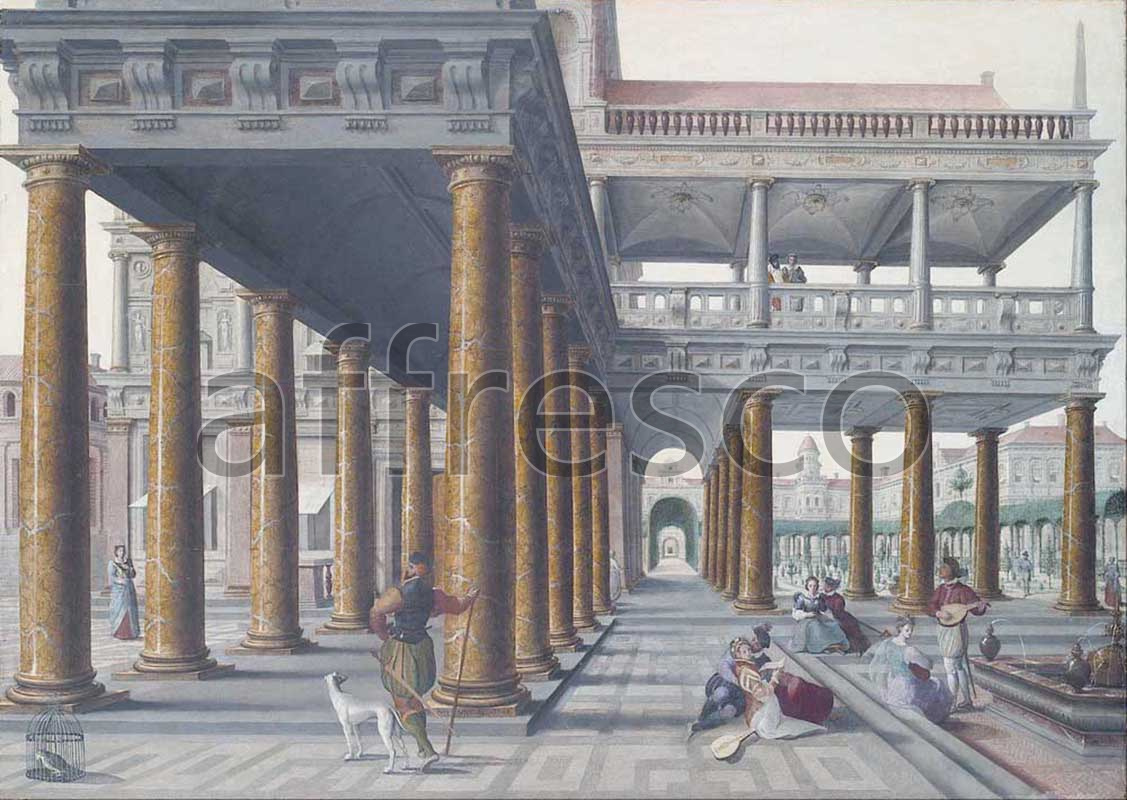 Classic landscapes | Hans Vredeman de Vries Architectural Caprice with Figures | Affresco Factory