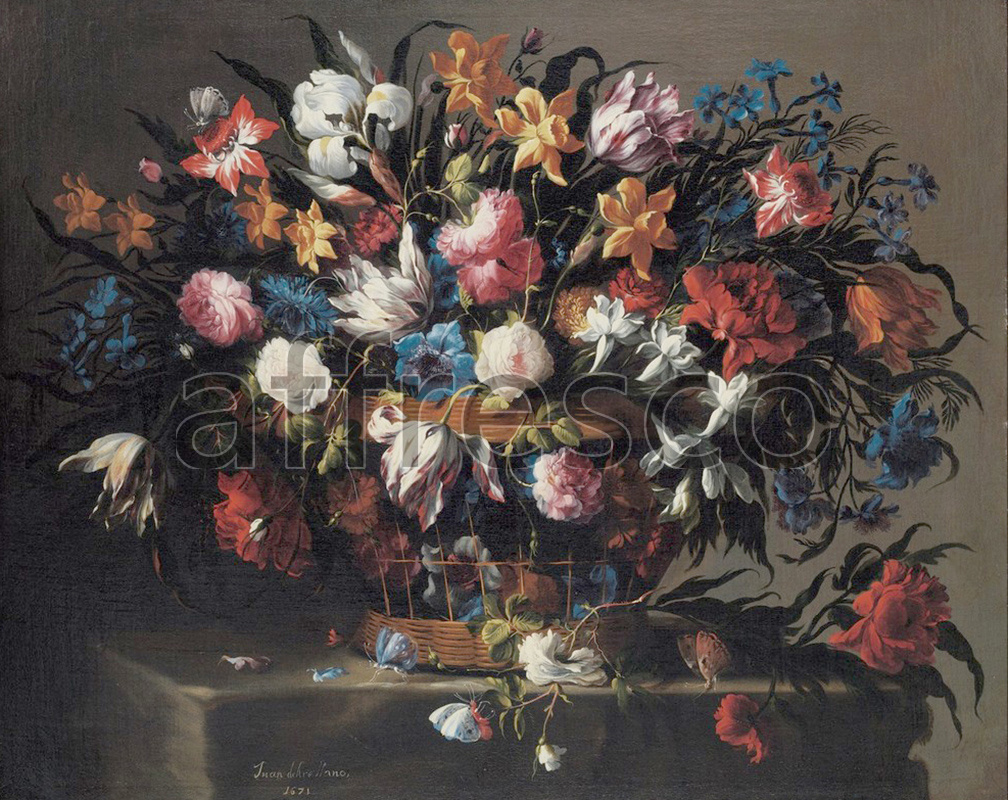 Still life | Juan de Arellano Small Basket of Flowers | Affresco Factory
