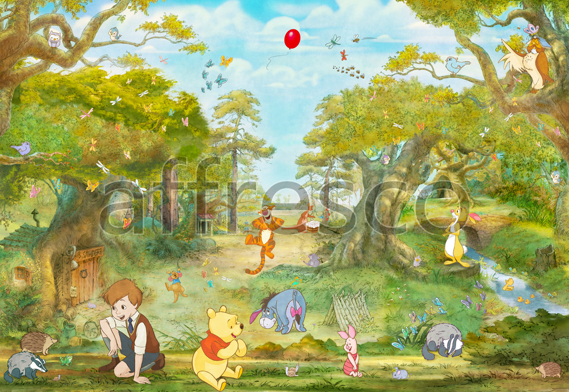 9677 | For Children | winnie the pooh with friends on lawn | Affresco Factory