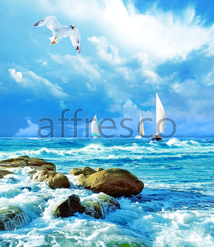 ID11116 | Pictures of Nature  | Sailing-ship in the sea | Affresco Factory